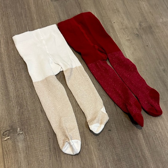 Gymboree - Baby Metallic Tights- Red and White - Picture 1 of 4
